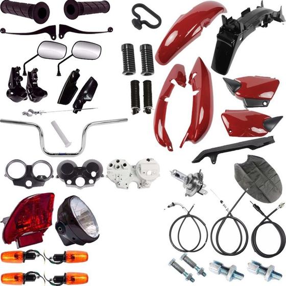 Kit Carenagem + Kit Farol Pisca Cg 125 Titan 02/03 Vermelho Menor preço em Kit Carenagem + Kit Farol Pisca Cg 125 Titan 02/03 Vermelho