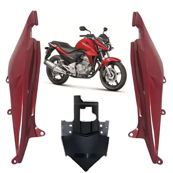 Imagem de Kit Carenagem Rabeta Lateral Traseira Completa Vermelho Pimenta Perolizado Honda Cb300r 2013