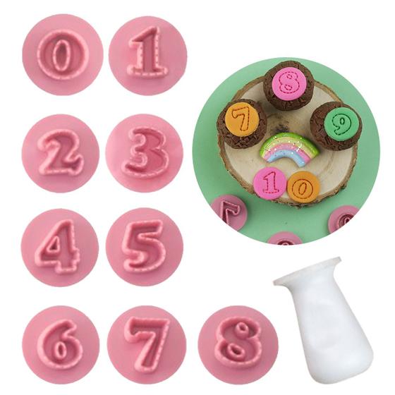 Imagem de Kit Carimbo de Brigadeiro Doces Letras Fofas Docinhos Números Essenciais Coração Estrela