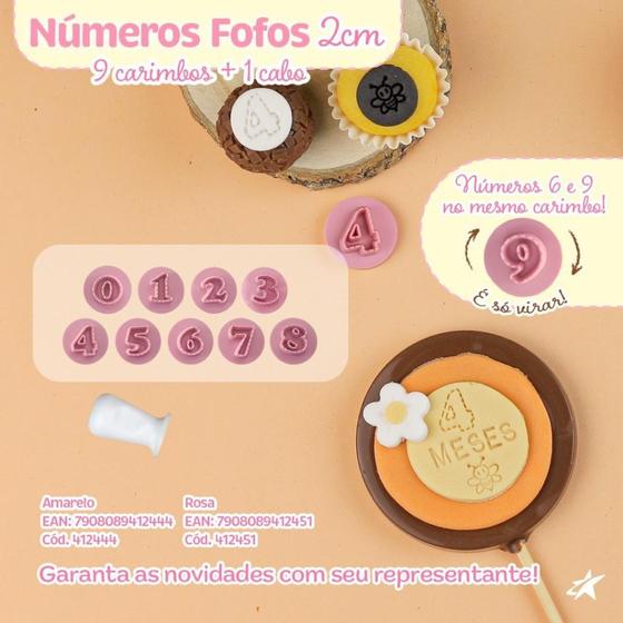 Imagem de Kit Carimbos Marcador Doces Brigadeiro Letra e Números Fofos BlueStar