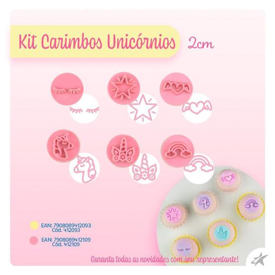 Imagem de Kit Carimbos Unicornio p/ Doces e Brigadeiros - Blue Star