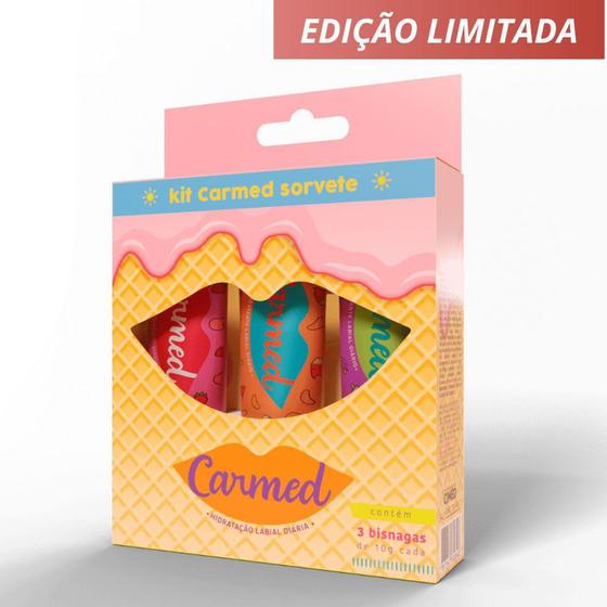 Kit Carmed Sorvete Hidratante Labial 3 Sabores Refrescantes Menor preço em Kit Carmed Sorvete Hidratante Labial 3 Sabores Refrescantes