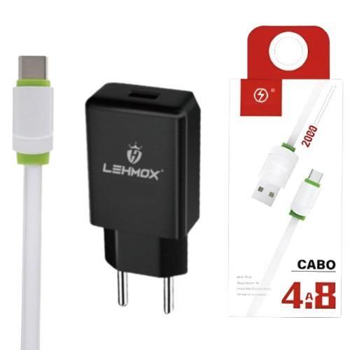 Imagem de Kit Carregador 2 Metros Turbo compatível com Motorola One Zoom Cabo USB C e Fonte
