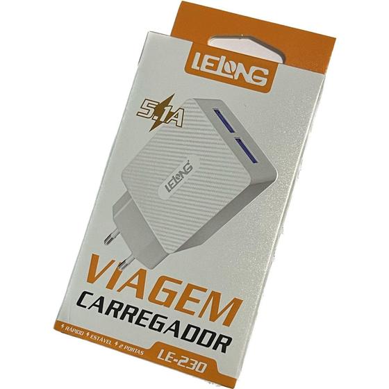 Imagem de Kit carregador 2 usb + cabo lightning le230fp - LELONG