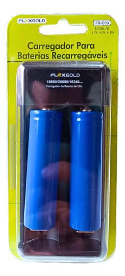 Imagem de Kit Carregador De Baterias Universal + 2 Baterias 18650 3.7v Lanterna Tática