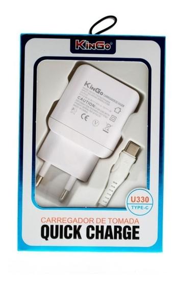 Kit Carregador de Tomada Turbo Kingo Tipo-C com Quick Charge 3.0 Menor preço em Kit Carregador de Tomada Turbo Kingo Tipo-C com Quick Charge 3.0