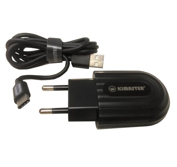 Imagem de Kit Carregador Fast Type C 2.1A Preto Kt637 Kimaster
