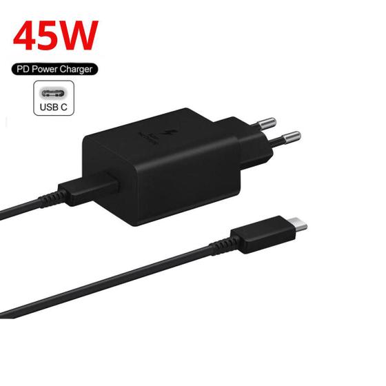 Kit Carregador Fonte Tomada 45W Turbo + Cabo Tipo-C USB-C Compatível com iPhone 15 Android LG Motorola Xiaomi Menor preço em Kit Carregador Fonte Tomada 45W Turbo + Cabo Tipo-C USB-C Compatível com iPhone 15 Android LG Motorola Xiaomi