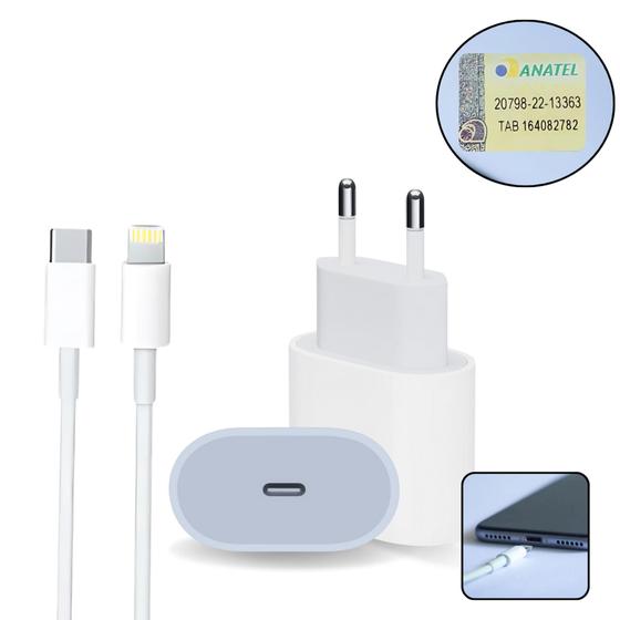 Imagem de Kit Carregador Para iPhone X 11 12 13 Usb C Fonte 25w + Cabo