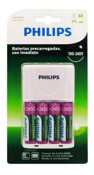 Imagem de Kit Carregador Pilha Philips Recarregavel Aa 2450Mah Xbox