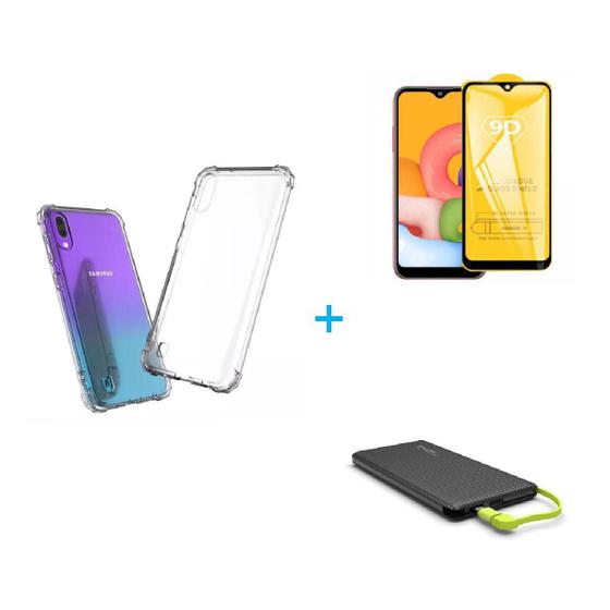 Imagem de Kit Carregador Portátil 10.000mAH Galaxy A01 + Capa + Película De Vidro 3D