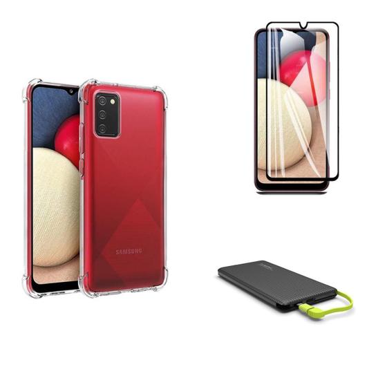 Imagem de Kit Carregador Portátil 10.000mAH Galaxy A03s + Capa + Película De Vidro 3D