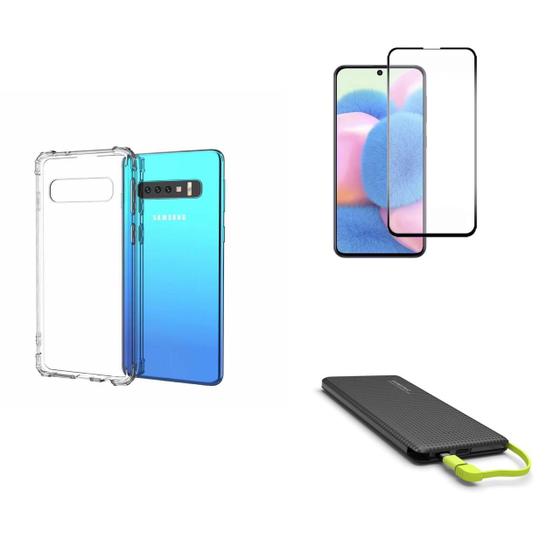 Imagem de Kit Carregador Portátil 10.000mAH Galaxy S10 Plus + Capa + Película De Vidro 3D