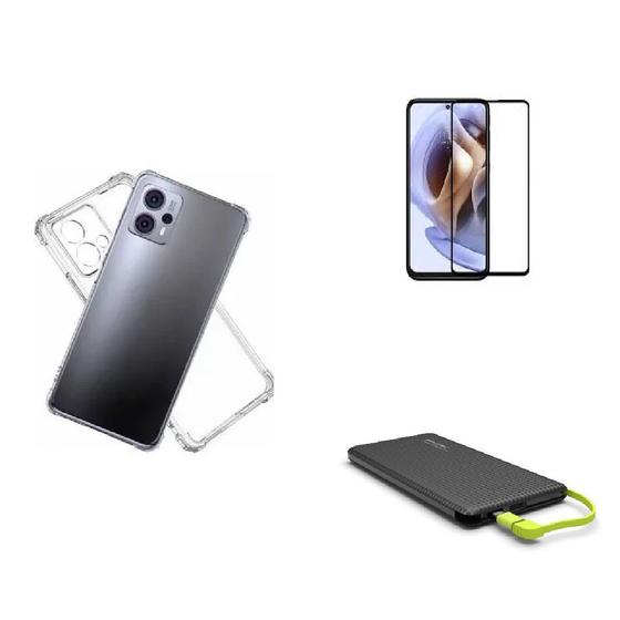 Imagem de Kit Carregador Portátil 10.000mAH Motorola Moto G23 + Capa + Película De Vidro 3D