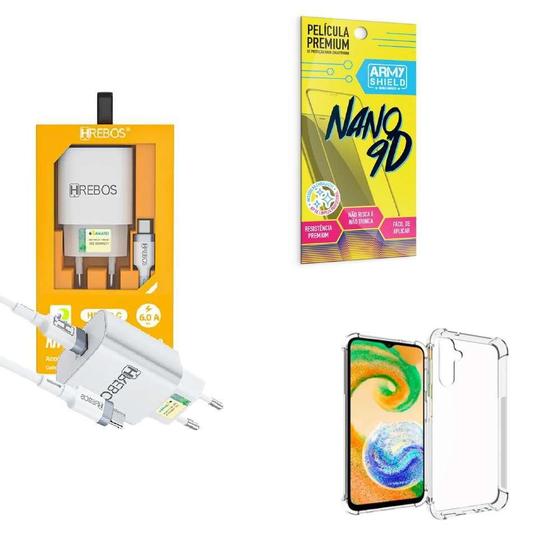 Imagem de Kit Carregador Turbo + Capinha Samsung A14 + Película 9D