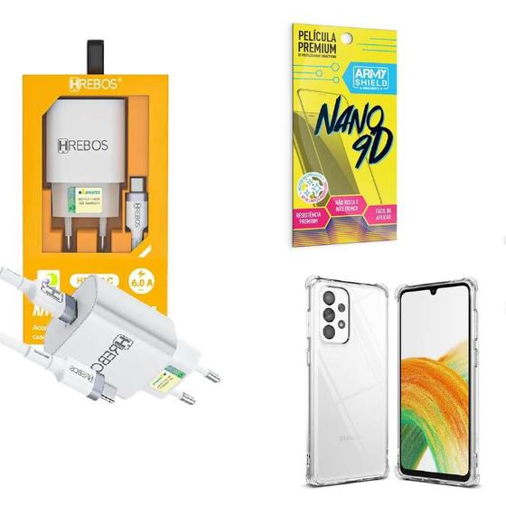 Imagem de Kit Carregador Turbo + Capinha Samsung A33 + Película 9D