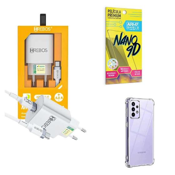 Imagem de Kit Carregador Turbo + Capinha Samsung A52S 5G + Película 9D