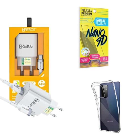 Imagem de Kit Carregador Turbo + Capinha Samsung A72 + Película 9D