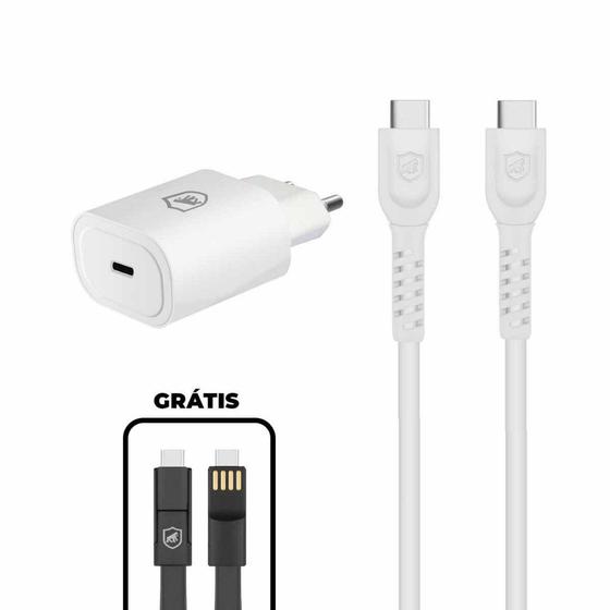 Imagem de Kit Carregador Turbo Tipo C + Cabo Dual Shock Tipo C / Tipo C + Cabo Slim 3 em 1 - Gshield