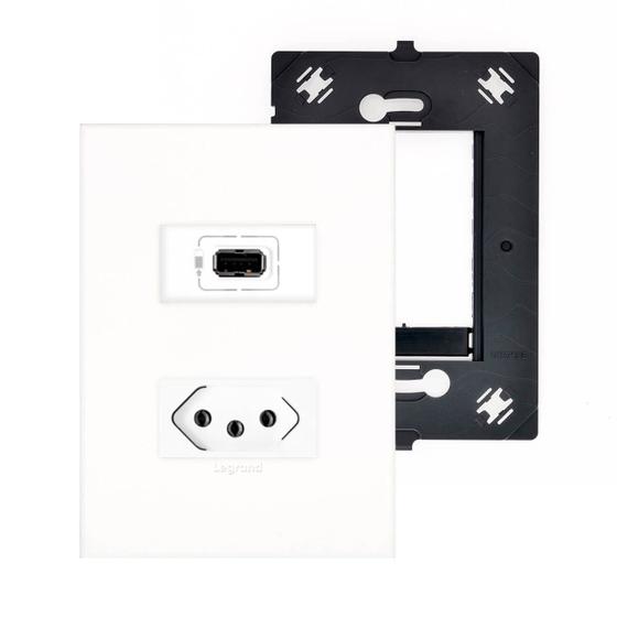 Imagem de Kit Carregador USB Tipo-A 750mA com Tomada 20A e Placa 4x2 Arteor Legrand