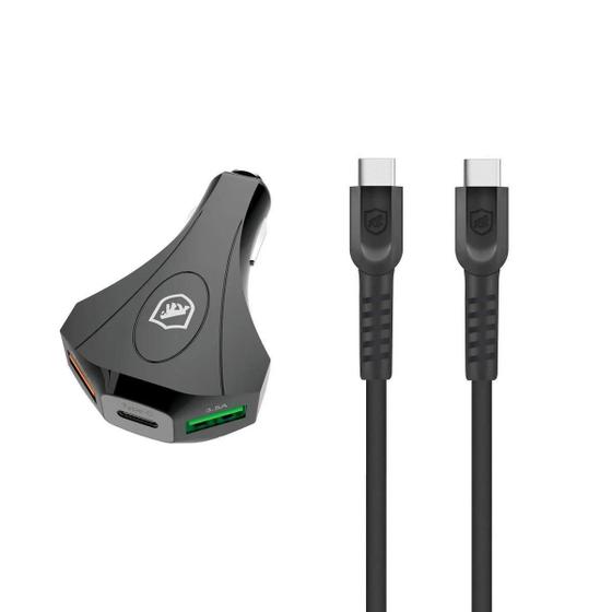 Imagem de Kit Carregador Veicular Tank+Cabo Dual Shock Tipo Com Tipo C