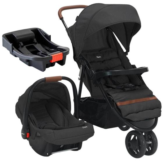 Imagem de Kit carrinho bebê 3 rodas breeze com bebê conforto e base infanti
