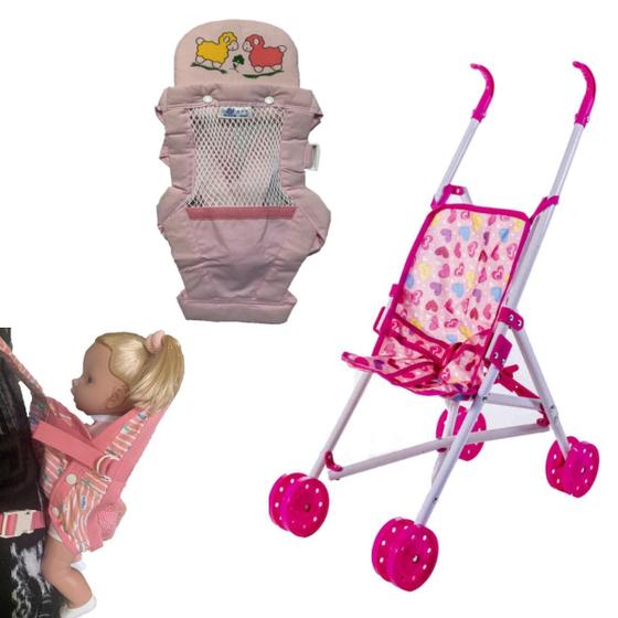 Imagem de Kit Carrinho de Bebê Campacto + Bolsa Carregador Bonecas