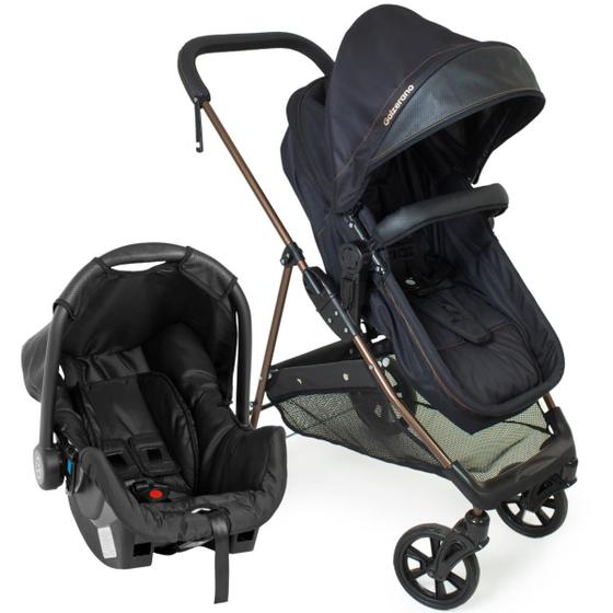 Imagem de Kit carrinho de bebê napoli preto cobre 1446ptc travel system com bebê conforto galzerano