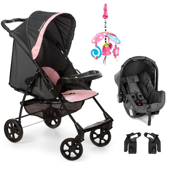 Imagem de Kit Carrinho de Bebê Romano com Bebê Conforto e Mini Mobile