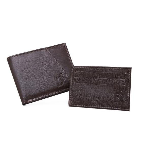 Imagem de Kit Carteira Masculina Grande em Couro e Porta Moedas Extra Divisorias Cartoes
