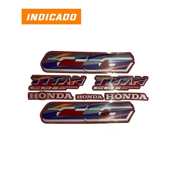 Imagem de Kit Cartela Faixas Adesivas Honda Titan 125 96 Vermelha Jogo Adesivo Completo