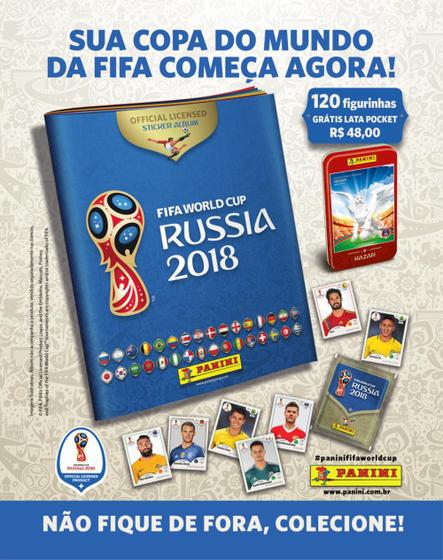 Kit Cartela + Figurinhas Copa Do Mundo Fifa 2018 - 24 Envelopes + Lata ...