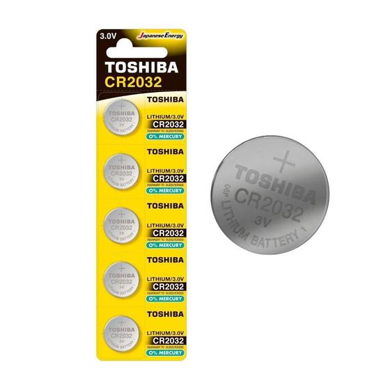 Imagem de Kit Cartelas de Pilhas Baterias CR2032 Toshiba Controle Alarme 3V