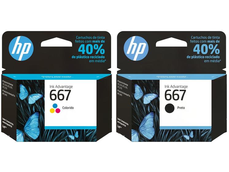 Kit Cartucho de Tinta HP 667 Preto Menor preço em Kit Cartucho de Tinta HP 667 Preto