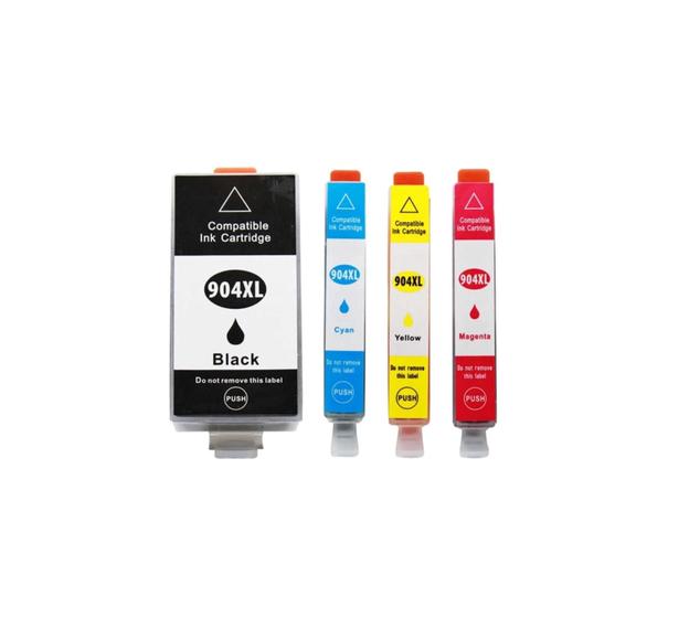 Imagem de Kit Cartuchos Jato de Tinta Compatíveis Novo 904 XL Blabk 50 ml Cyan Magente e Yellow 14 ml