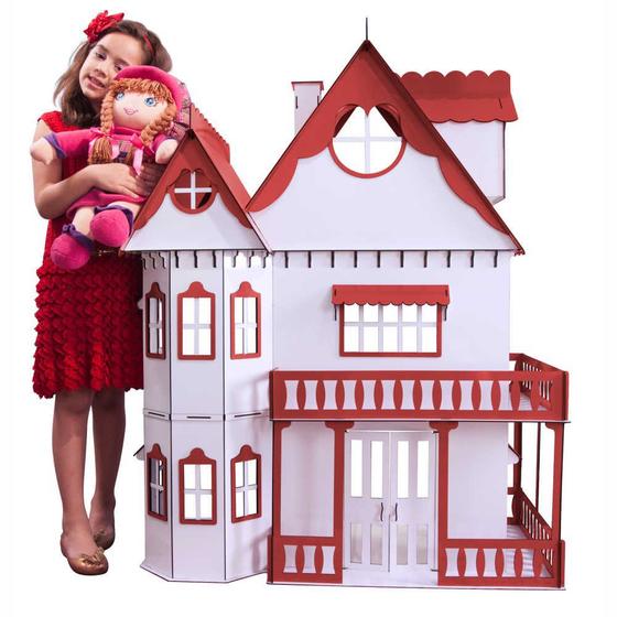 Imagem de Kit Casa Boneca e Móveis Escala Barbie Emily R+B - Darama