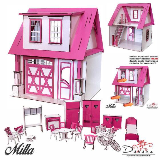 Imagem de Kit Casa Boneca Escala Barbie Garagem Milla Sonhos 18 Mov Ss