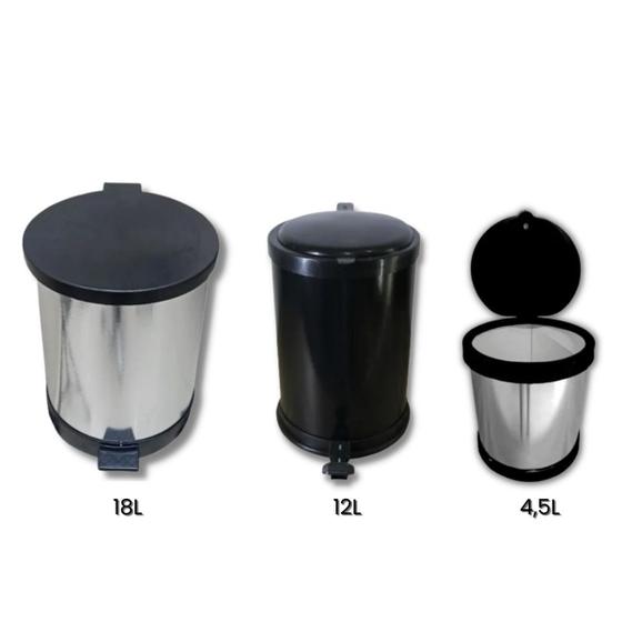 Kit Casa com 3 Lixeiras - 18L / 12L / 4,5L Menor preço em Kit Casa com 3 Lixeiras - 18L / 12L / 4,5L