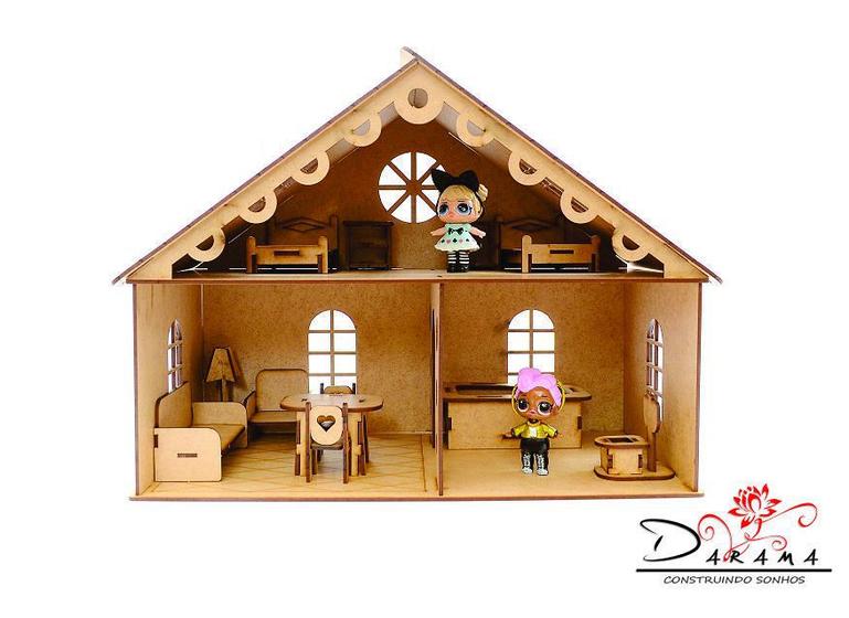 Kit Casa De Bonecas Com Moveis Escala Barbie Emily Estilo Princesa