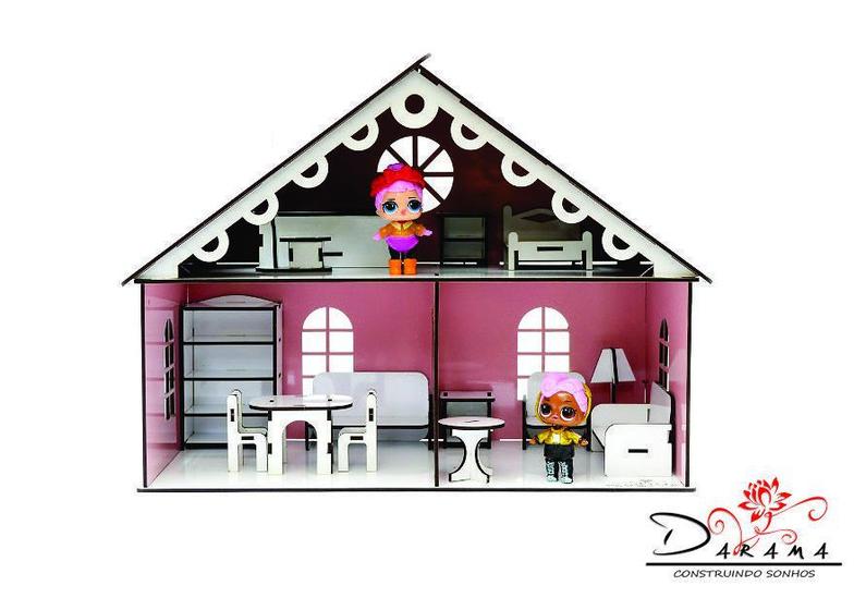 Imagem de Kit casa de bonecas lol com 20 moveis lily princesa - darama