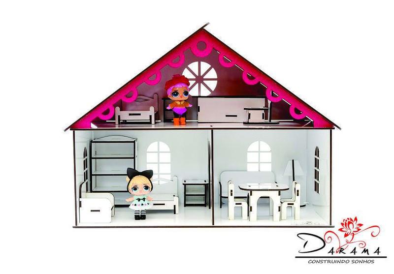 Kit Casa De Bonecas Barbie E Moveis Lian Em Mdf Cru 18 Pc - Darama no  Shoptime