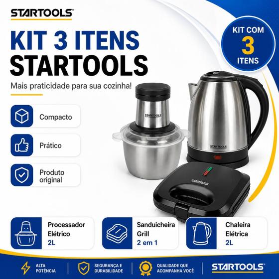 Kit Casa Nova Eletros 3 Em 1 Chaleira Grill Processador - Startools