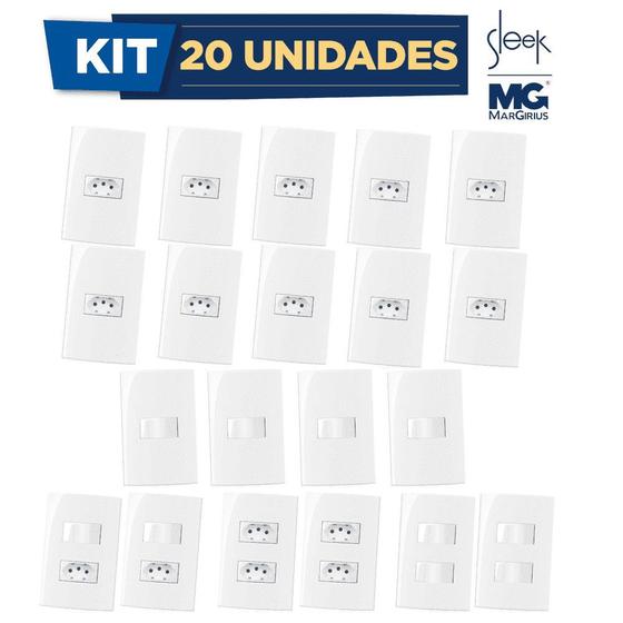 Imagem de Kit Casa Sleek Margirius Tomadas E Interruptores 10A 4x2