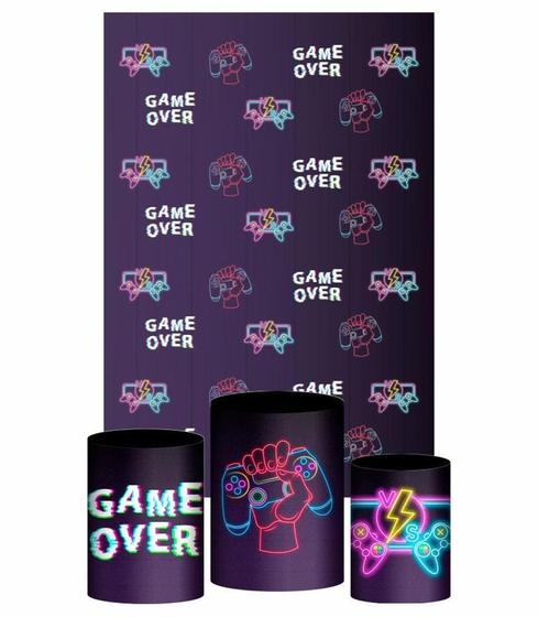 Imagem de Kit Casado Game Trio Capa Cilindro Retangular Tecido