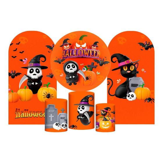 Imagem de Kit Casado Halloween Painel Redondo Trio Capas Cilindro 2