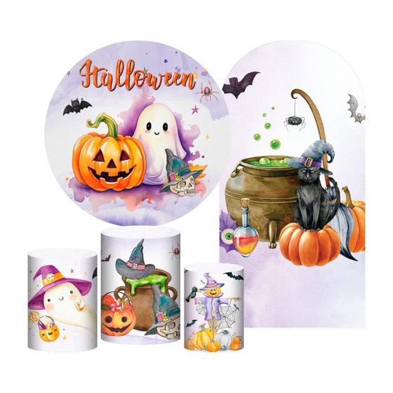 Imagem de Kit Casado Halloween Painel Redondo Trio Capas Cilindro