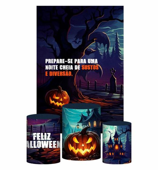 Imagem de Kit Casado Halloween Trio Capa Cilindro Retangular Tecido