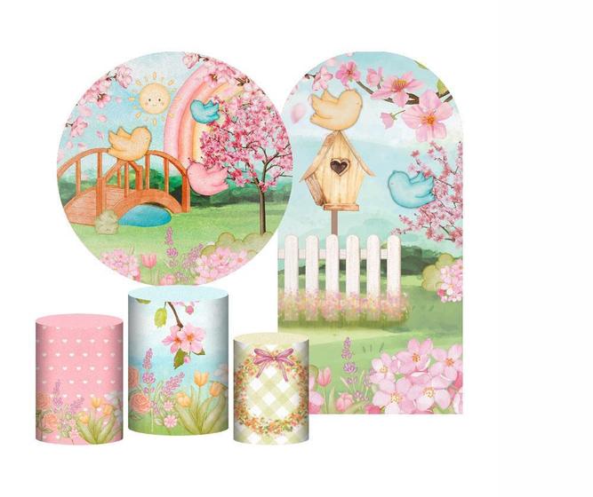 Imagem de Kit Casado Jardim Painel Redondo Trio Capas Cilindro Romano