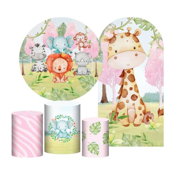 Imagem de Kit Casado Safari Painel Redondo Trio Capas Cilindro Romano
