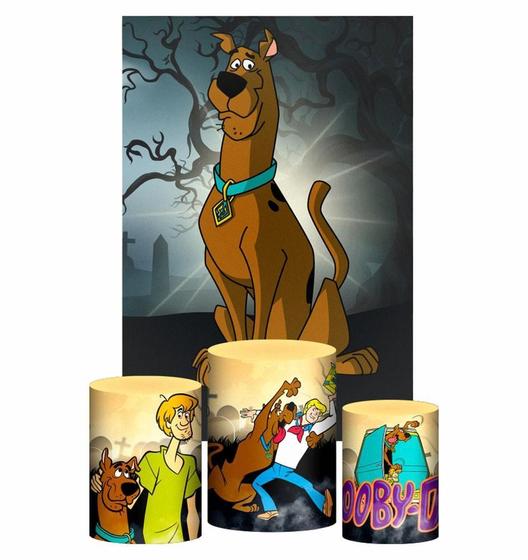 Imagem de Kit Casado Scooby Doo Trio Capa Cilindro Retangular Tecido